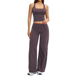 Conjunto Deportivo Disko para Yoga, Cintura Alta, Cuello Cuadrado, Sin Mangas, Espalda Descubierta, Secado Rápido, Transpirable, Elástico en Cuatro Direcciones, Ropa Deportiva - Product Image 2