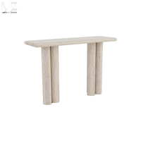 Console moderne en fibre de verre avec surface en travertin imitation pierre, meuble de décoration intérieure, console d'entrée