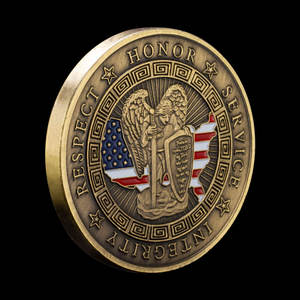 เหรียญทองคำที่ท้าทายทำจากทองแดงชุบเคลือบคำอธิษฐานของขวัญที่ระลึกเพื่อความปลอดภัยสาธารณะหรือการแสดงส่วย - Product Image 5