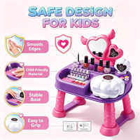 Table de Manucure de Jeu d'Imitation avec Séchoir à Ongles et Lime à Ongles, Jeu de Stickers DIY pour Ongles pour Enfants, Jouet de Jeu de Rôle pour Filles