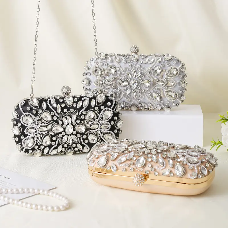 Wholesale New Gemstone Rhinestone Wedding Clutch Bag Women Crystal Evening Handbag