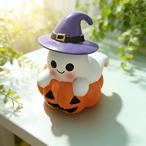 Statuette di Fantasmi di Zucca con Cappello Magico, Set di Ornamenti da Scrivania per Halloween Stampati in 3D, Decorazione per Scaffali, Regalo Artigianale per Festività - Product Image 3
