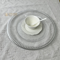 Assiettes de présentation élégantes en plastique transparent avec bord argenté de 13 pouces pour décoration de table de mariage – Vente en gros