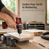 Kit d'outils électriques professionnels avec perceuse sans fil, clé à cliquet et lampe de travail pour la réparation automobile, l'atelier et la garage