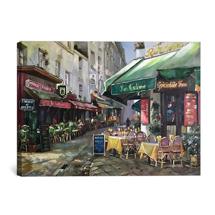 Hand painted wall art modern impressionism street cityscape oil painting on canvas