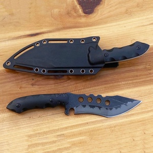 High Quality DIY Tracer Tactical <b>Pocket</b> Knife Stainless Steel Blade Drop Point Customizable OEM <b>Plastic</b> Scabbard Leather - Product Image 3
