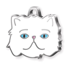 Targhetta identificativa per gatti con occhi blu persiani e ciondolo in argento - Product Image 1