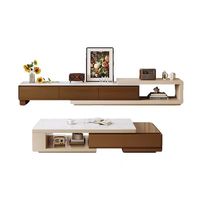 Ensemble de table basse moderne haut de gamme en pierre sculptée avec cadre en bois, meuble TV de luxe pour la maison, la villa, la chambre et le salon