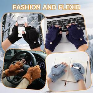 Guantes de Punto Acrílicos Personalizados con Logotipo de Fábrica, 17 Años de Experiencia, Mitones Convertibles de Invierno, Cálidos, de Medio Dedo, <span class=keywords><strong>para</strong></span> Estudiantes, Hombres y Mujeres - Product Image 3