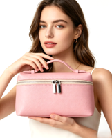 Grande trousse de maquillage imperméable en cuir PU avec fermeture éclair, organiseur de voyage portable pour femmes, accessoires de toilette pour femmes