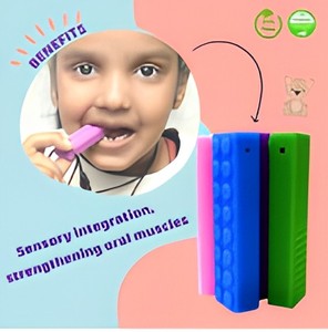 Medilab India - Barra de Silicona de Grado Alimenticio Verde, Mordedor Texturizado, Juguete Sensorial, Colgante de Ladrillo 10x2x1.5 para Niños - Product Image 3
