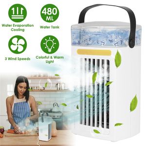 Portable Air Cooler 60W DC 3 Speeds Nightlight Mechanical Control Home Office Camping Use Freestanding Plastic White - Product Image 6