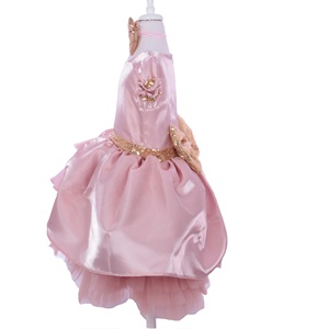 Vente en gros Robe en satin rose moderne personnalisée pour nouveau-né à 10 ans Conception en couches 3D avec décoration en dentelle pour les fêtes d'anniversaire - Product Image 4