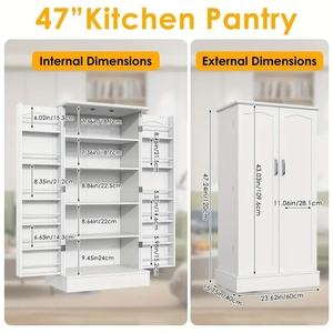 Nuova Credenza Buffet con Ripiani Regolabili da 47 Pollici, <span class=keywords><strong>Mobile</strong></span> <span class=keywords><strong>Dispensa</strong></span> <span class=keywords><strong>per</strong></span> Cucina - Product Image 2
