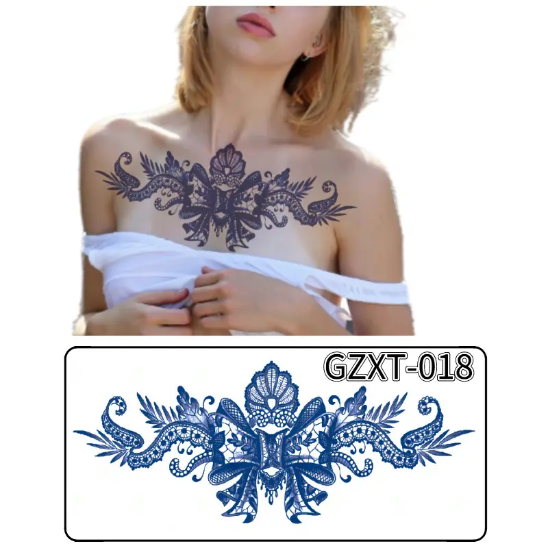 TS002 sexy woman fashion chest tattoo stickers for chest waist clavicle water transfer temporary 28x15cm