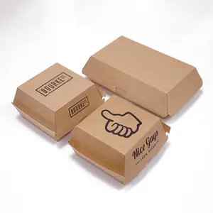 Biodegradable Food Packaging Containers Cardboard Take Away Food Box For Hamburger Custom Burger Boxes