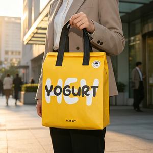 Bolsa Térmica Reutilizable con Aislamiento, Logotipo Personalizado, Bolsa de Entrega de Alimentos de Tela No Tejida, Laminación de Papel de Aluminio, Venta al Por Mayor, MOQ 5000 - Product Image 2