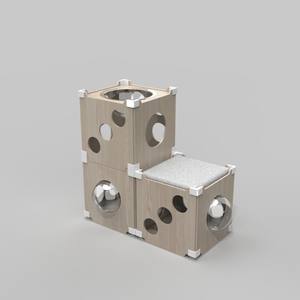 Bricolage pliable en bois intérieur grand petit <span class=keywords><strong>arbre</strong></span> à <span class=keywords><strong>chat</strong></span> <span class=keywords><strong>cube</strong></span> chambre maison pour chiens de compagnie maisons - Product Image 4