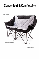 Banc de camping, chaise pliante double, chaise d'extérieur pour deux personnes, chaise de camping deux places, chaise de pique-nique d'extérieur, chaise de patio