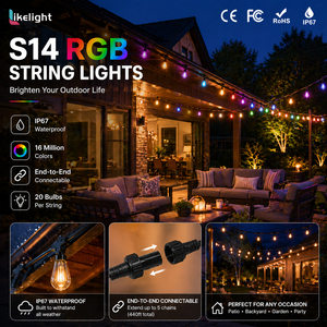 <span class=keywords><strong>Guirlande</strong></span> LED S14 Incassable avec Fonction de Reprise à un Point Spécifique, Contrôle par Application DC12V, 20 Ampoules, Espacement de 15 cm, Idéale pour Bistrots et Restaurants - Product Image 1