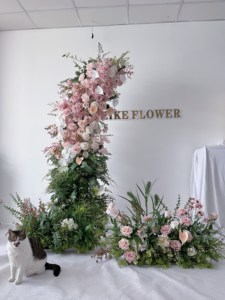 Градиент Розовая белая вишневая Роза туман и зеленый лист 3D искусственный цветочный ряд бегун свадьба и вечеринка домашний декор Цветочная Роговая арка - Product Image 6