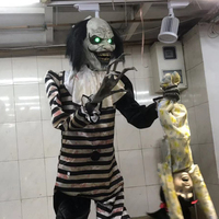 Grand Clown Électrique Sonore et Lumineux pour Halloween, Accessoire de Décoration pour Parc à Thème, Carnaval, Maison Hantée