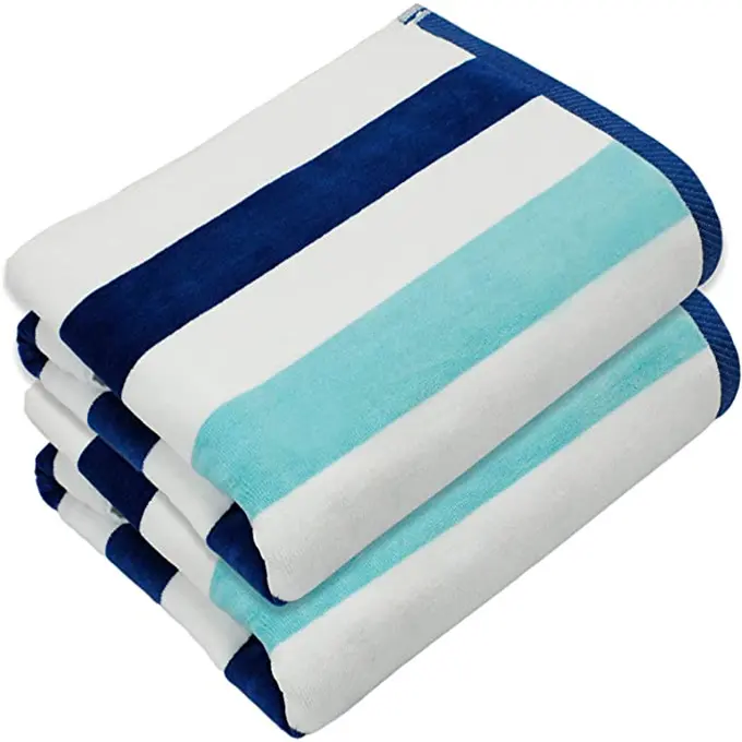 New W8694 COTTON CRAFT Positano Cabana Stripe Towel Luxury Plush Velour Cotton Beach Large Pool Towels