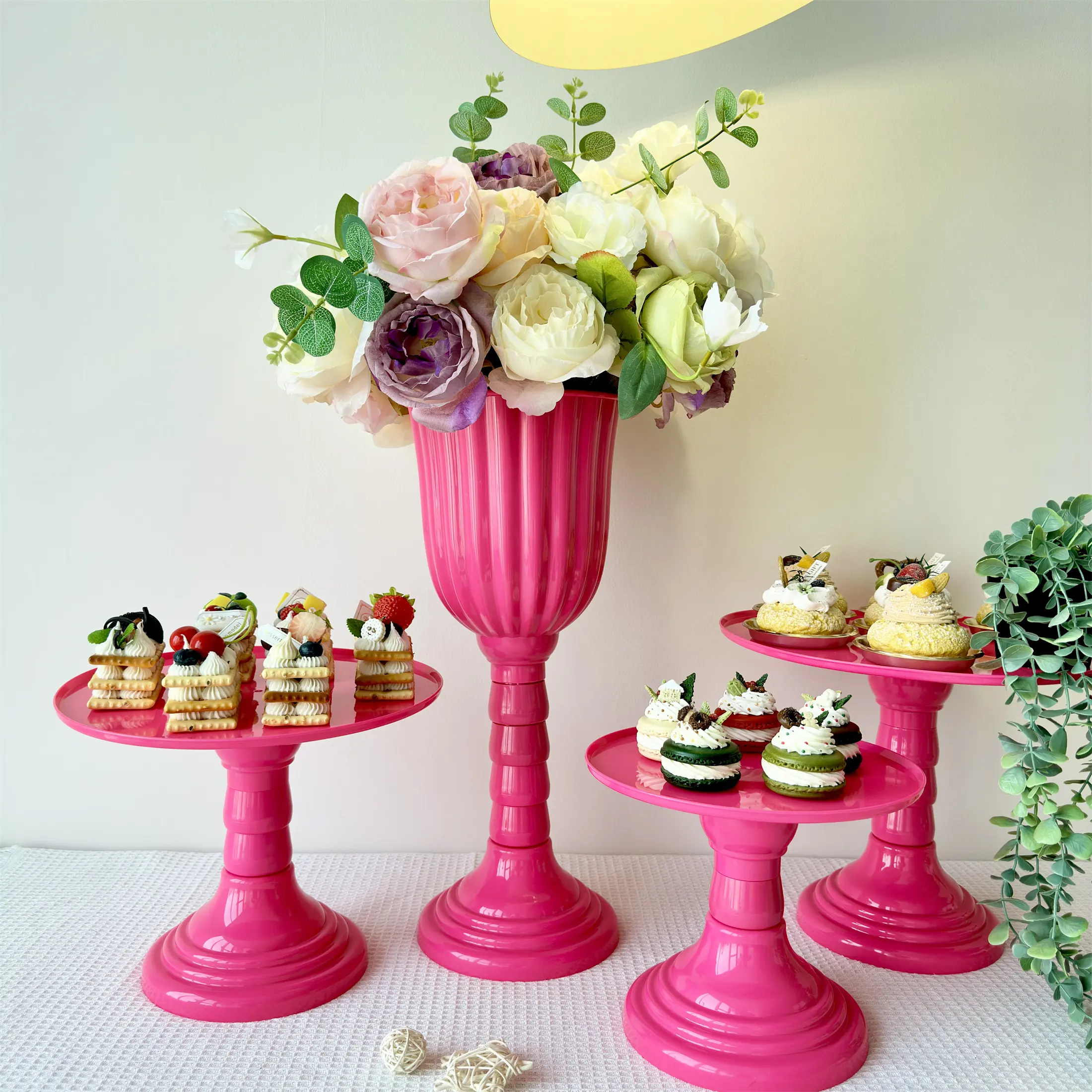 Florero de plástico duradero, pedestal para centros de mesa, jarrones cilíndricos para decoraciones de boda, fiesta de cumpleaños