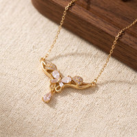 Collier tendance en forme de goutte d'eau avec fleur |   Chaîne de clavicule délicate en cuivre micro-pavé pour femmes