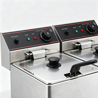 Friteuse électrique commerciale double cuve double panier en acier inoxydable haute température 6L+6L pour frites et chips