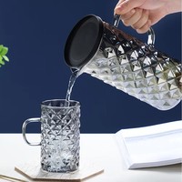 Carafe à boisson en verre borosilicate sans BPA, grande capacité, coupe diamant, faite à la main, design moderne, plusieurs couleurs, en stock