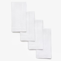 Serviettes en lin blanches lavables à points d'ourlet, résistantes et réutilisables pour hôtels, restaurants et événements (vente en gros)