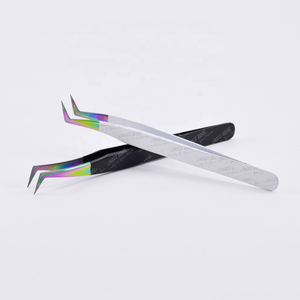 Rainbow Tip Russian Volume Eyelash Extension Tweezers Wholesale Private <b>Label</b> Eyelash Tweezers Manufacturer - Product Image 1