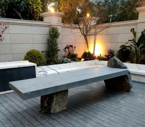 Basalt Garden Bench <b>Stone</b> Patio Seat Outdoor Bench Rock Texture Seating for Landscape - Product Image 4