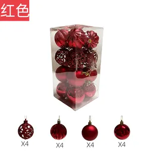 6cm Set Of 16 Electroplated Hollow Plastic Christmas Balls Set Festive Party Shopping Mall Decorative Balls
