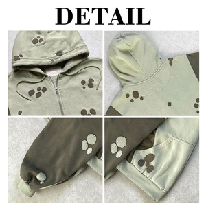Sudadera con Capucha Extra Grande para Hombre, Estilo Vintage, Lavada con Ácido, con Logotipo Personalizado, de Algodón, con Parches Bordados, Estilo Urbano - Product Image 6