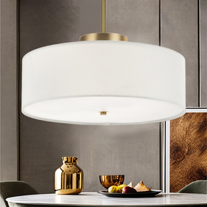 Lámpara Colgante Moderna de Tela Blanca con Acabado Mate en Latón, Diseño Empotrado, para Hotel, Sala de Estar, Dormitorio, Iluminación, Bombilla de Corriente Alterna No Incluida - Product Image 1