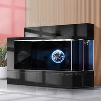 Bassin à poissons avec pompes à eau, grand réservoir en alliage d'aluminium pour carpes koï, verre ultra-transparent, double filtration, pour la maison et le bureau