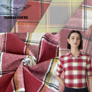 250gsm ağır dokuma Polyester pamuk ipliği boyalı ekose kumaş kontrol <span class=keywords><strong>Rayon</strong></span> kumaş fırçalanmış CVC iplik boyalı elbezi giysi kumaşı - Product Image 4