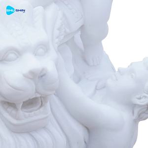 Estatua de Querubín Tallada a Mano en Mármol <span class=keywords><strong>Blanco</strong></span>, Urna con Cabeza de León, Decoración Clásica para Jardín Exterior, Escultura de Fuente de Mármol para Exteriores - Product Image 5