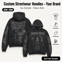 Sudadera con Capucha Personalizada con Estampado DTG, 100% Algodón, 420 g/m², Lavado Ácido Ligero, Estilo Desgastado, Talla Grande, Ropa Urbana para Hombre