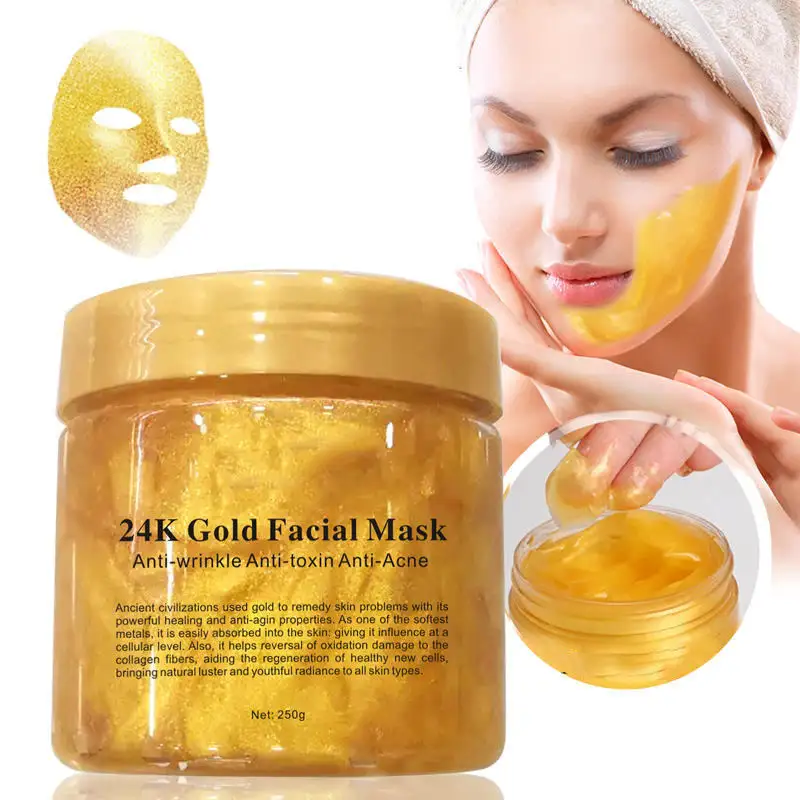 Grosir Masker Wajah kolagen emas 24K, perawatan kulit organik pemutih Anti penuaan alami Korea Selatan
