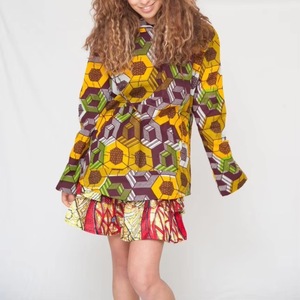 I produttori personalizzano le donne Ankara <span class=keywords><strong>abbigliamento</strong></span> etico stampa africana felpa con cappuccio abito per 2024 del partito all'ingrosso - Product Image 4