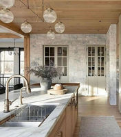 Meubles de cuisine sur mesure de luxe du Vermont, armoires de cuisine modernes sans poignées avec îlot central pour projets de villas et maisons complètes