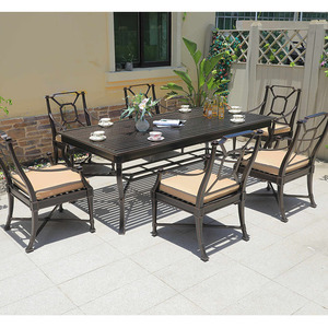 Conjunto de Mesa y Sillas de Comedor para Jardín, Patio o Cafetería, de Metal, con 6 Sillas - Product Image 5