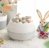 Panier de rangement rond mignon et écologique en corde de coton tressée pour chambre, salon, jouets d'enfants et articles divers