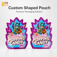 Sacs en plastique Mylar refermables imprimés sur mesure, sacs découpés brillants 3g, 7g, 14g, 28g pour sachets de snacks exotiques