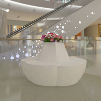 Y159 Banc de jardin hexagonal de luxe en fibre de verre et bois, pot de fleurs intégré, siège moderne pour extérieur/intérieur, chaise d'attente pour jardin, hôpital, maison, bureau