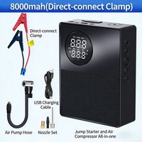 Nouveau Démarreur Électrique Portable 12V en ABS avec Moniteur de Pression des Pneus, Pompe à Air et Lumière d'Urgence pour Voiture, Utilisation d'Urgence, 8000mAh, Pince de Fixation