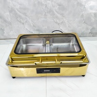 Luxuriöses Edelstahl-Buffet-Serviergeschirr, Elektrisches Beheizbares Speisenwärmer-Set für Hotel, Restaurant und Catering